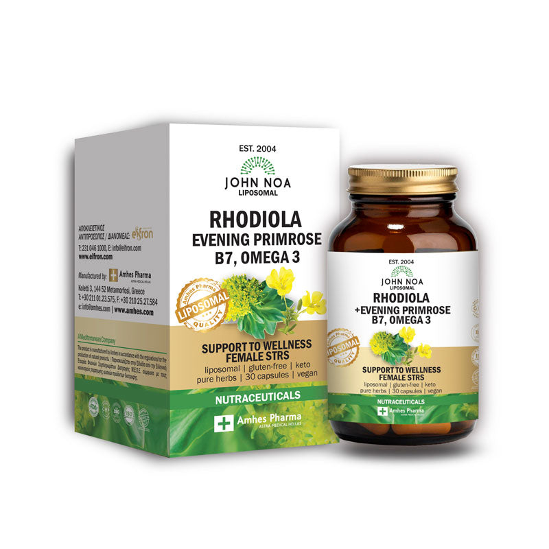 JOHN NOA RHODIOLA, EVENING PRIMROSE, B7,  Omega 3 30 CAPS